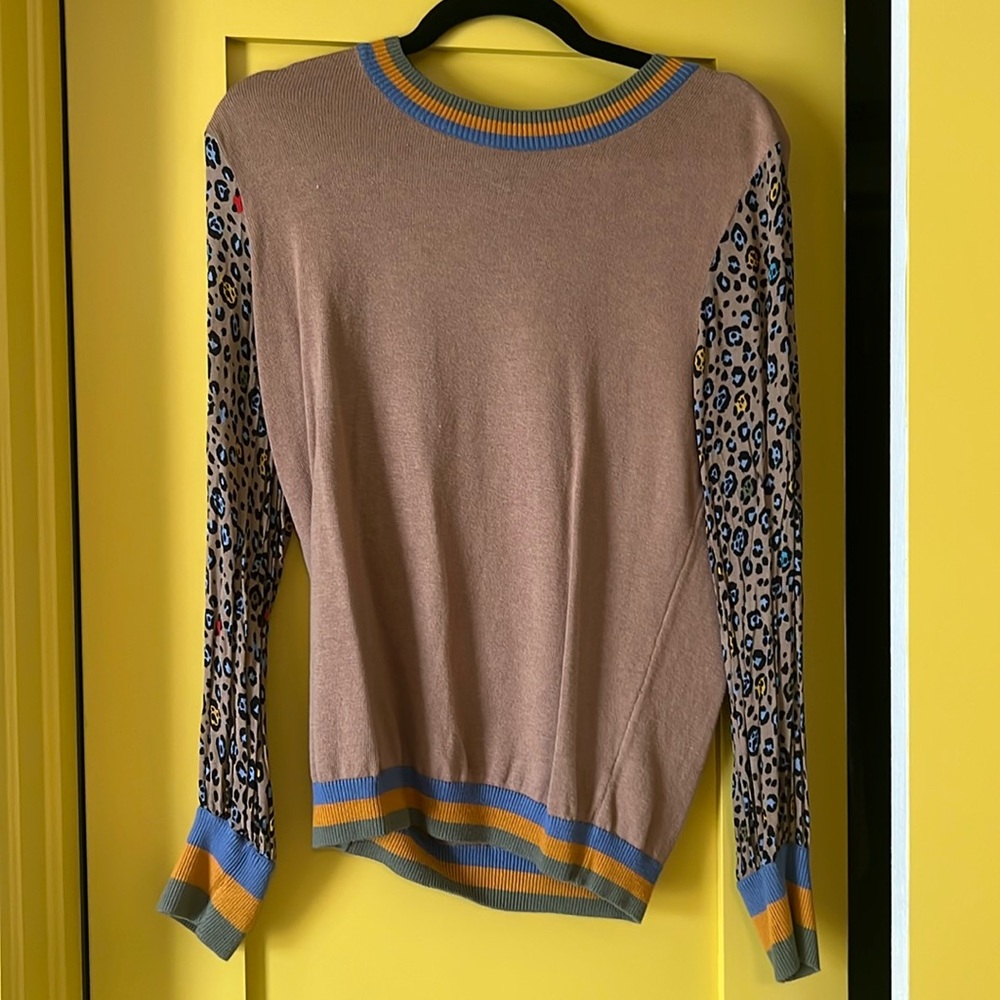 Anthro Leopard striped sweater
